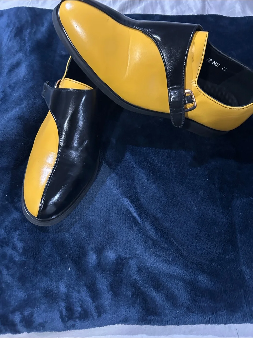 Men's Black & Yellow Slip-On Dress Shoes